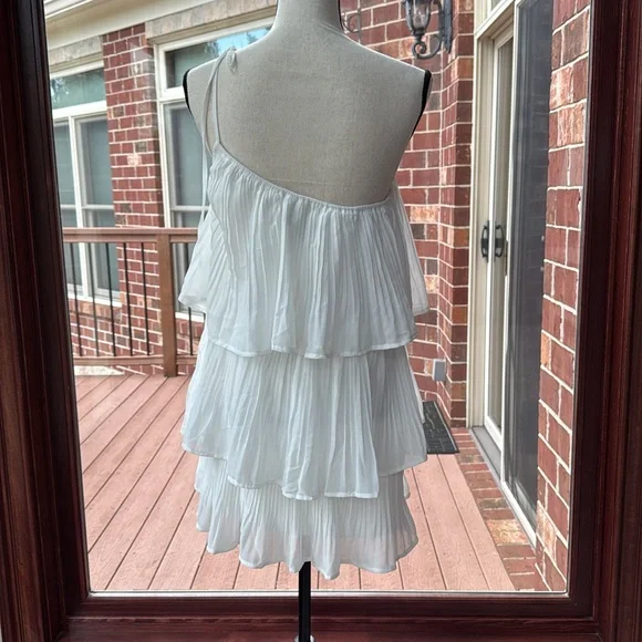 Lulus Blowing Kisses White Pleated One-Shoulder Mini Dress - Picture 10 of 13
